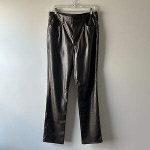 Gap chocolate brown 90's straight high rise faux leather pants